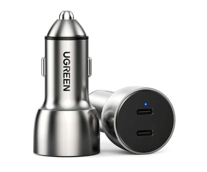 Ładowarka i akumulator UGREEN Ładowarka samochodowa CD213 2x USB-C 36W szara